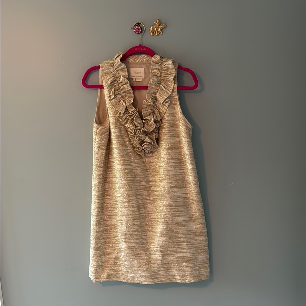 Kate Spade Gold Ruffle Mini Dress